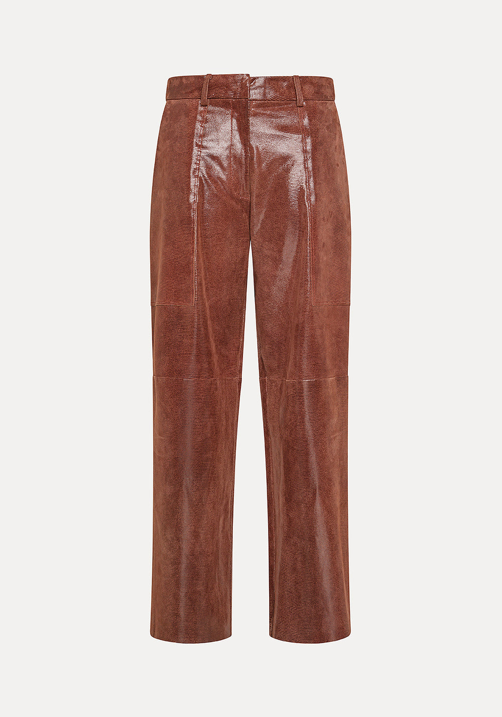 SUEDE LIZARD PRINT CARGO PANTS CACAO