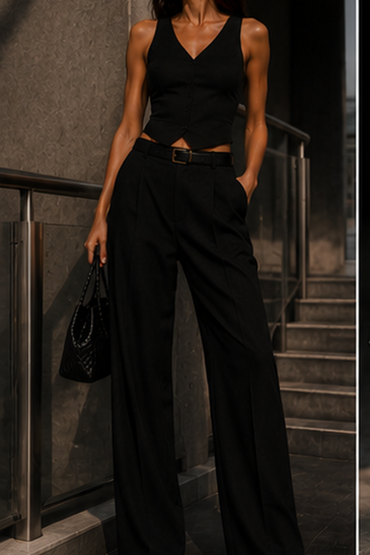 Tailored Straight Suit Pant black