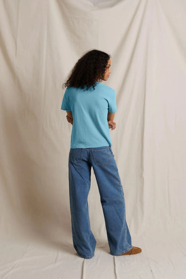 Perfect White Tee Harley Cotton Short Sleeve Boxy Crew Tee Milky Blue