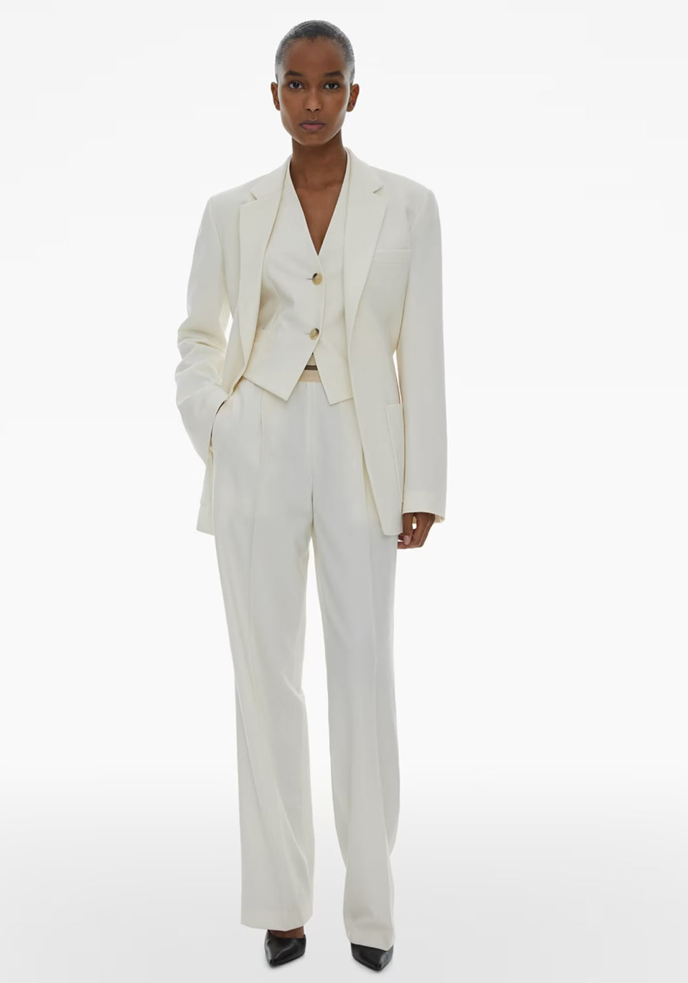 BELTED BLAZER STRETCH IVORY