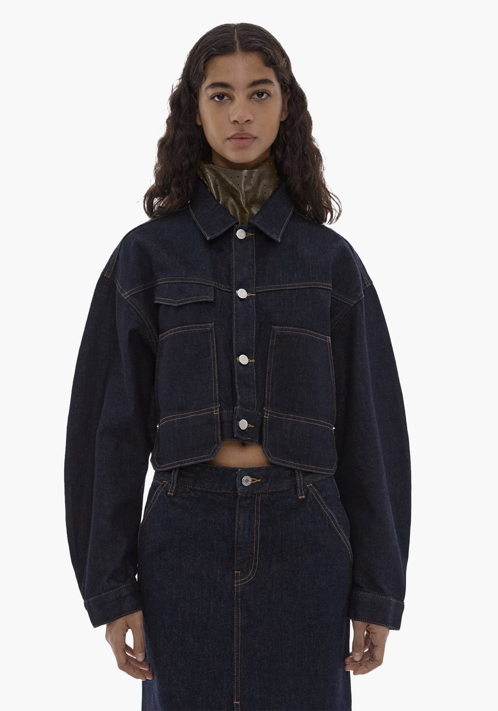 CROPPED TRUCKER INDIGO RINSE