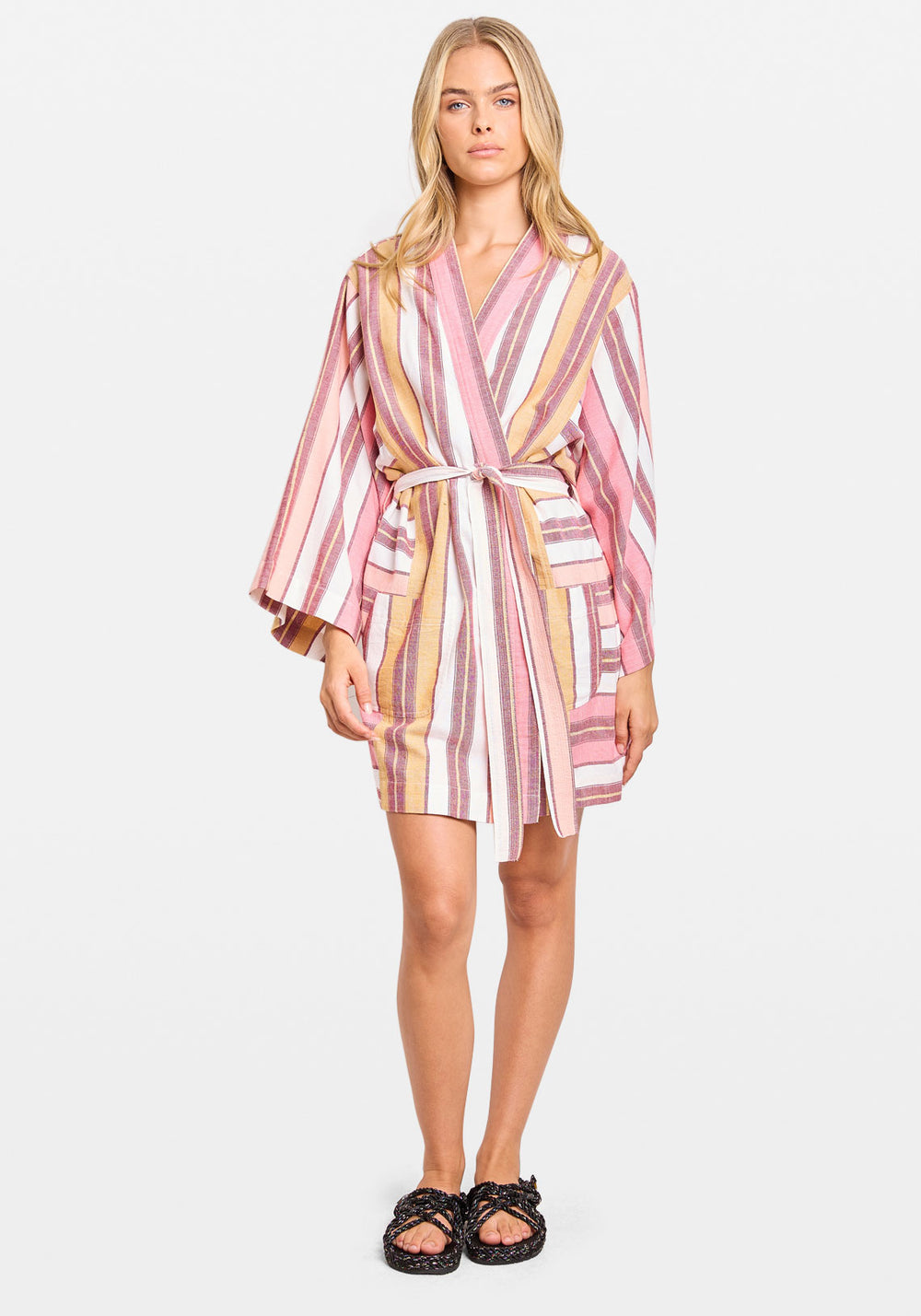 ARIANE ROBE CORAL FEZ STRIPE