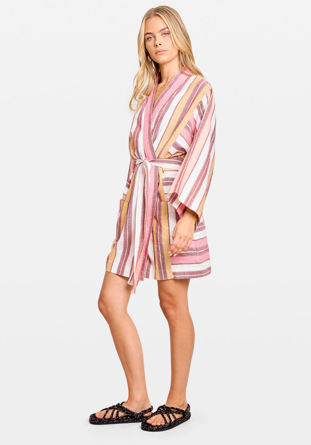 ARIANE ROBE CORAL FEZ STRIPE