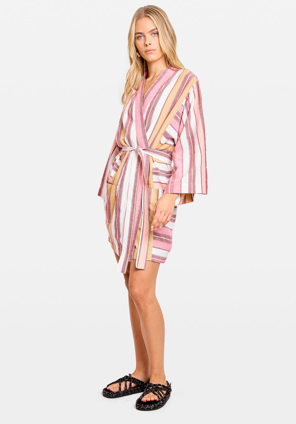 ARIANE ROBE CORAL FEZ STRIPE