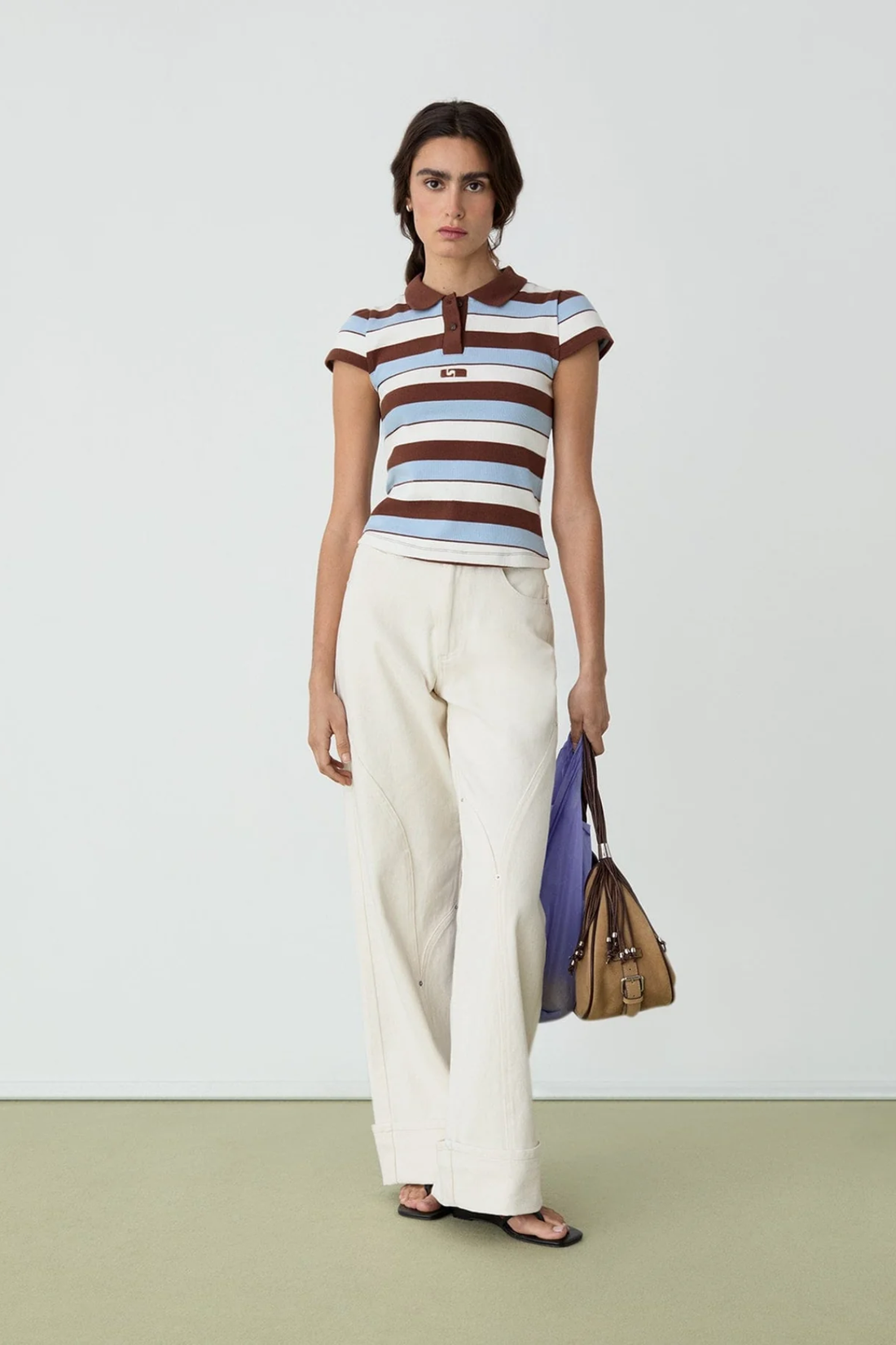 Laagam Erya Blue Striped Polo T-shirt