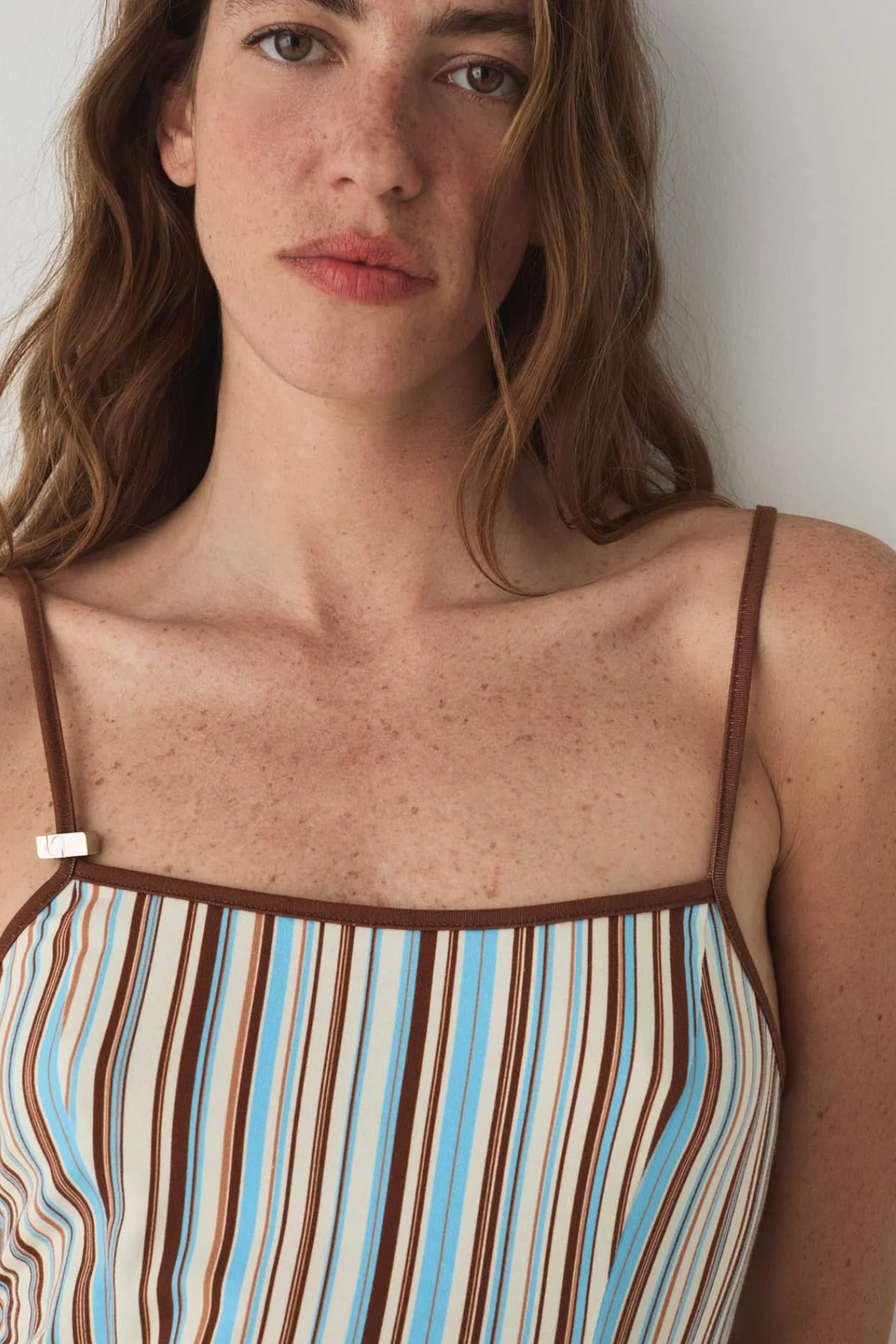 Laagam Mirel Ecru Striped Short Dress Ecru