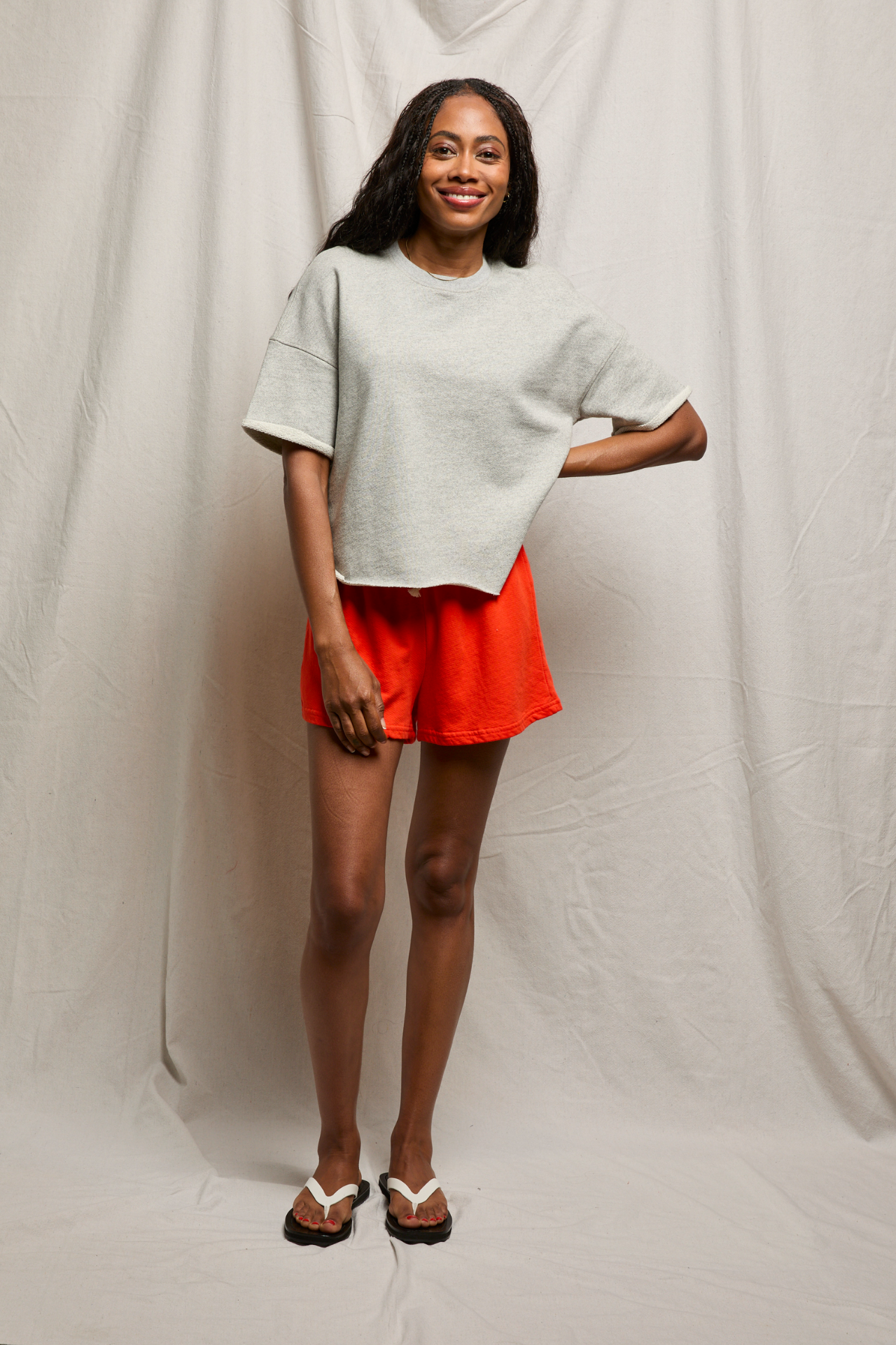 Perfectwhitetee Layla French Terry Sweat Shorts Tomato