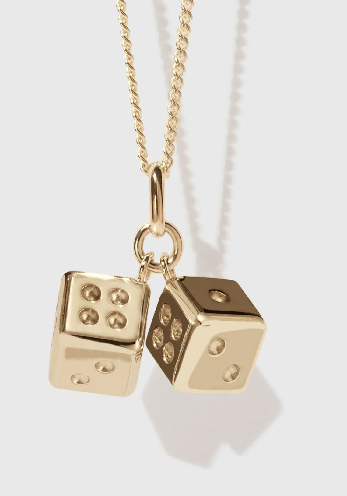 Dice Charm Necklace Gold Plated