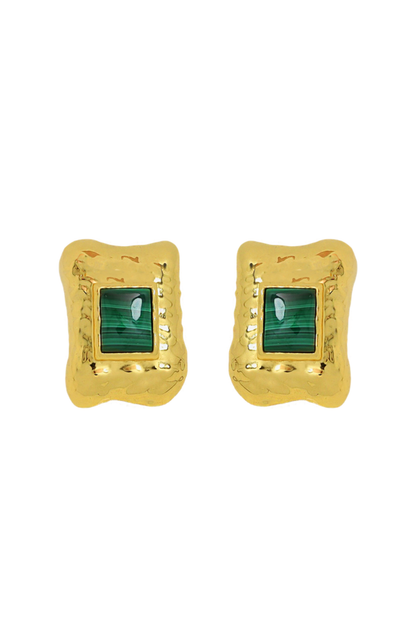 Mountain &amp; Moon Kauri Earrings | Gold Malachite