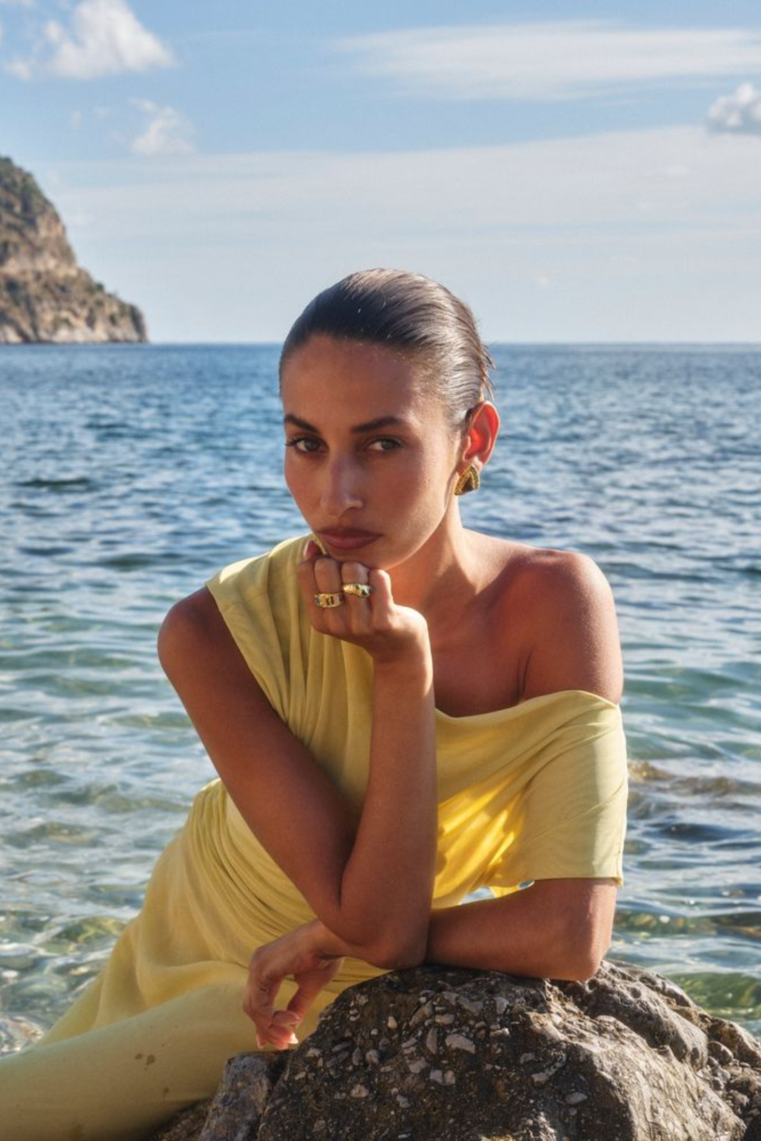 Mountain &amp; Moon Mikaela Earrings | Gold Tigers Eye