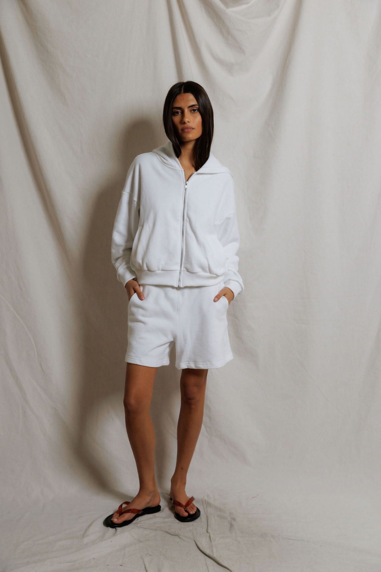 Perfectwhitetee Bari French Terry Short White