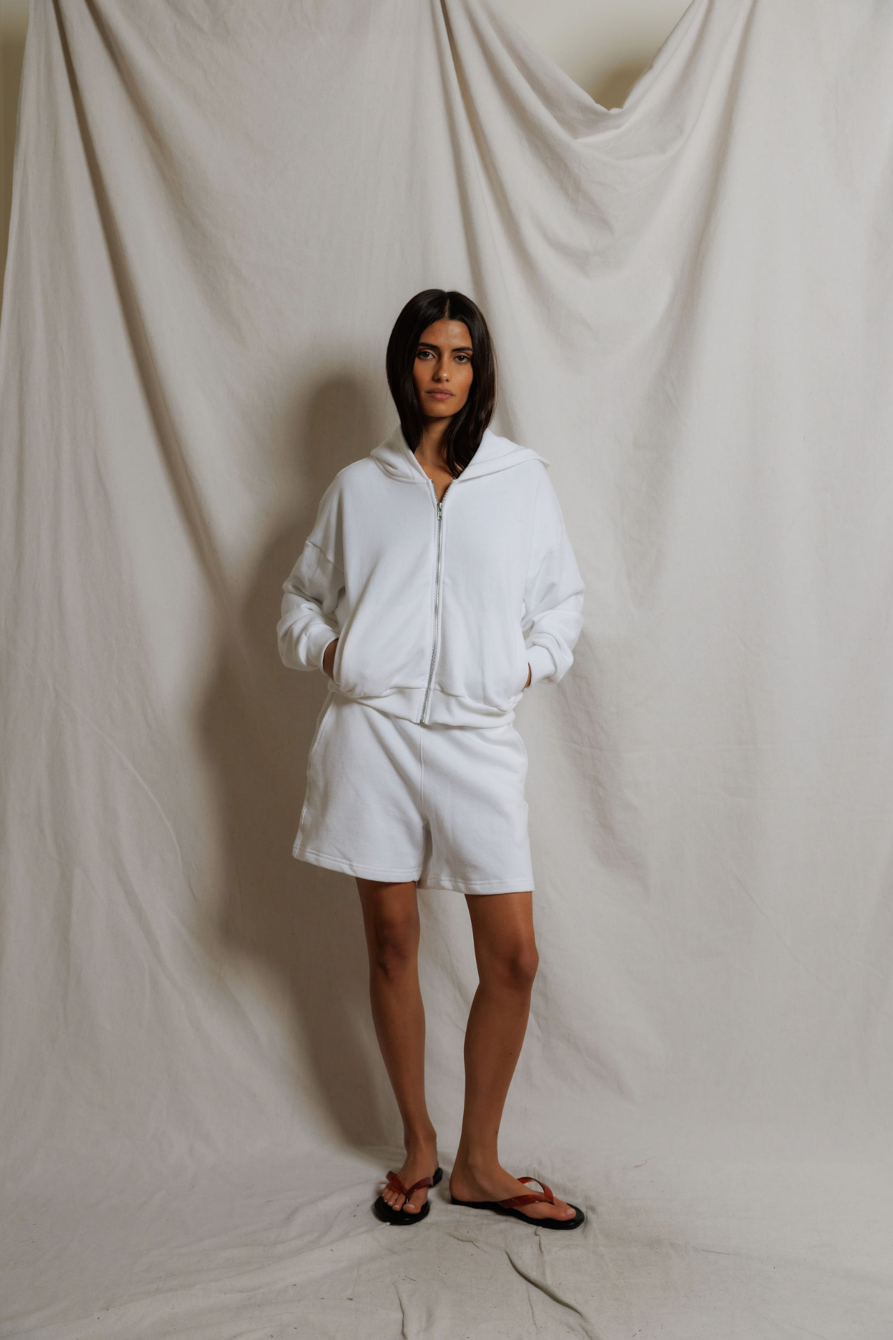 Perfectwhitetee Bari French Terry Short White
