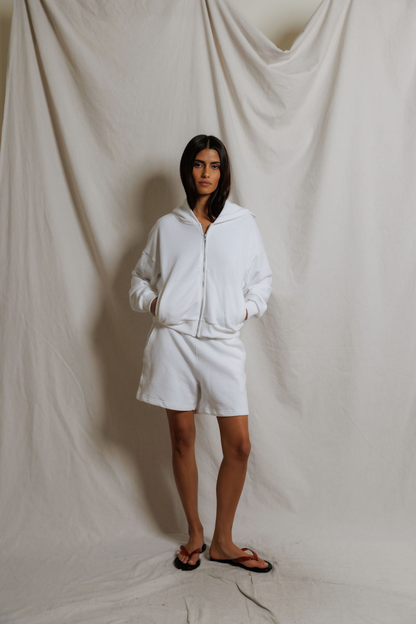 Perfectwhitetee Bari French Terry Short White
