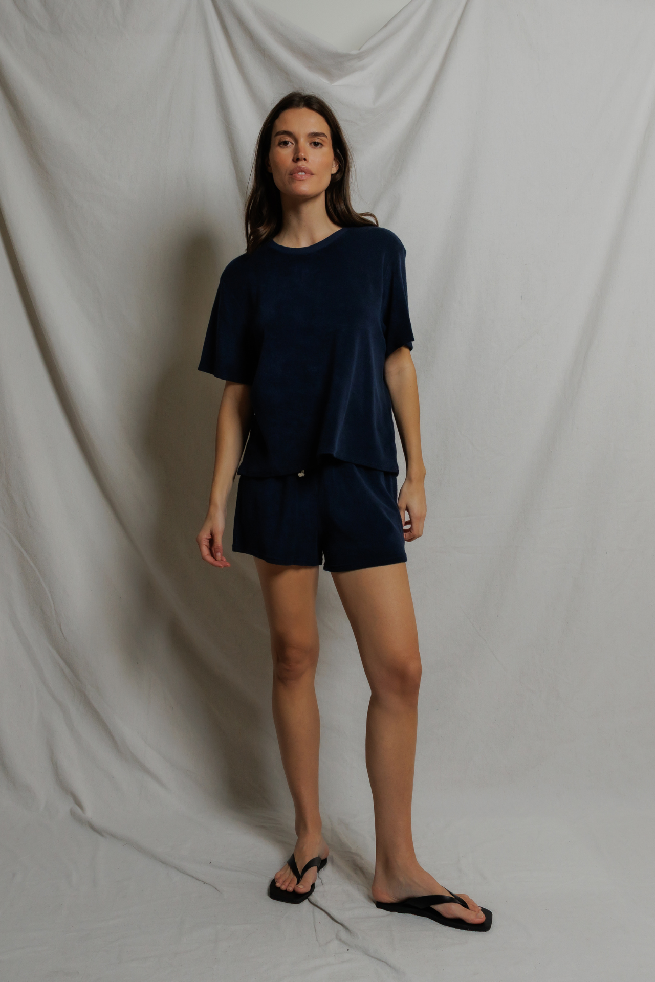 Perfectwhitetee Summer Loop Terry Sweat Shorts Navy