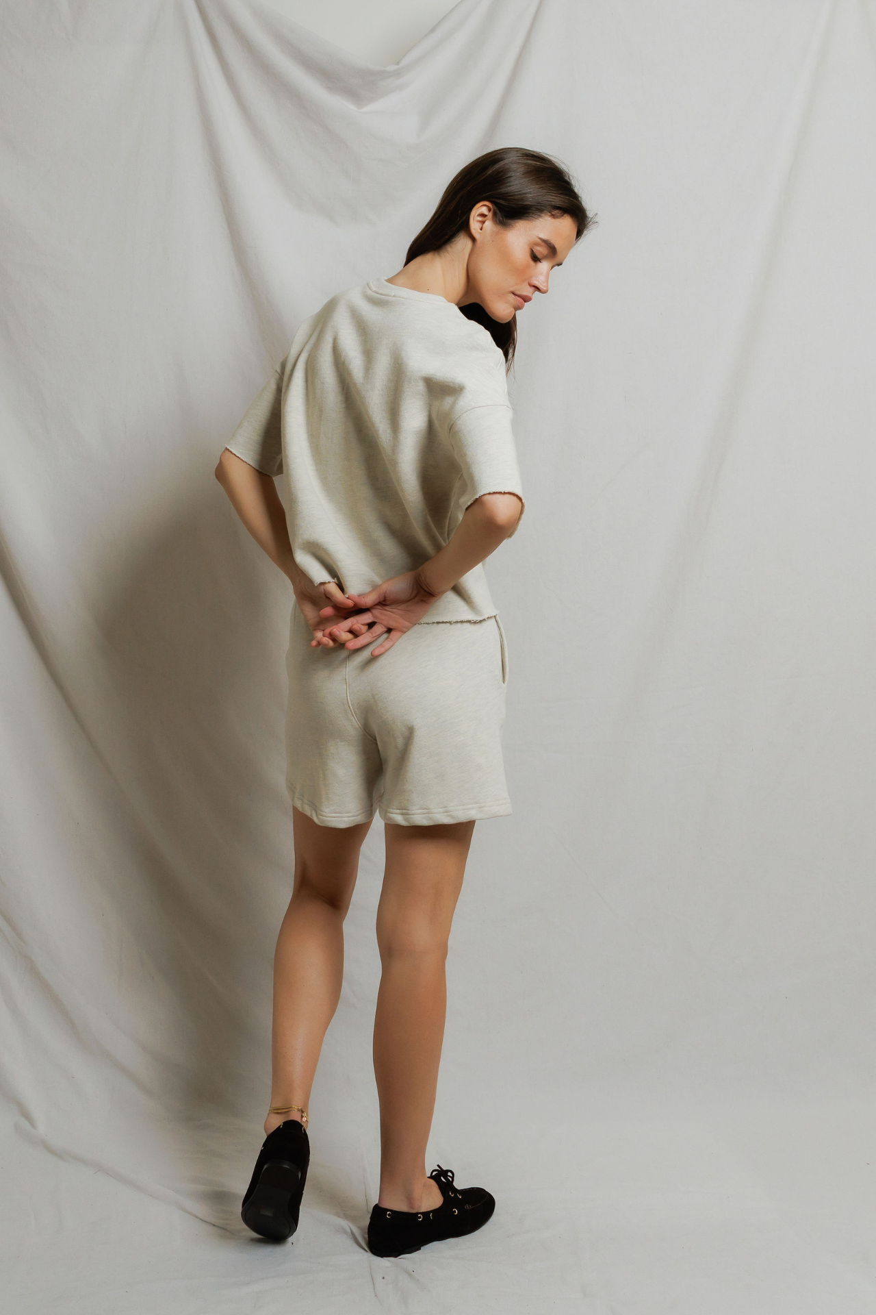 Perfectwhitetee Ezra French Terry Short Sleeve Sweatshirt Oatmeal