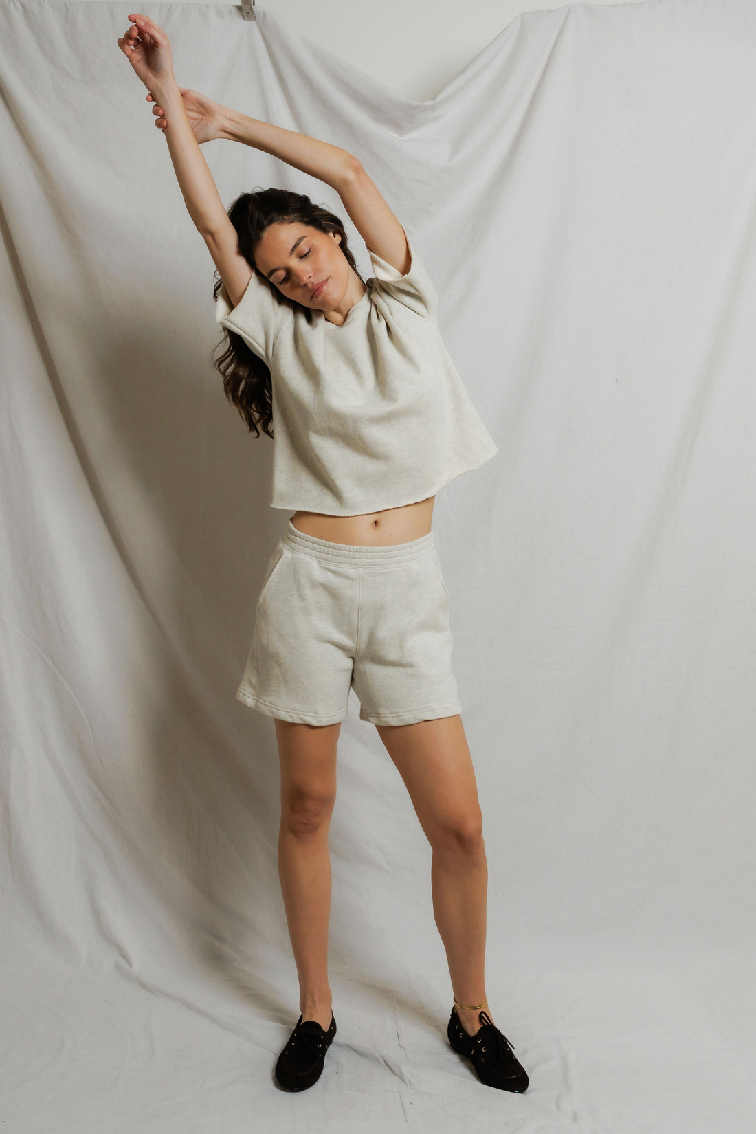 Perfectwhitetee Ezra French Terry Short Sleeve Sweatshirt Oatmeal
