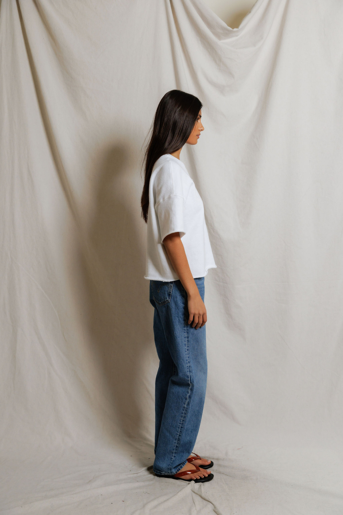 Perfectwhitetee Ezra French Terry Short Sleeve Sweatshirt White