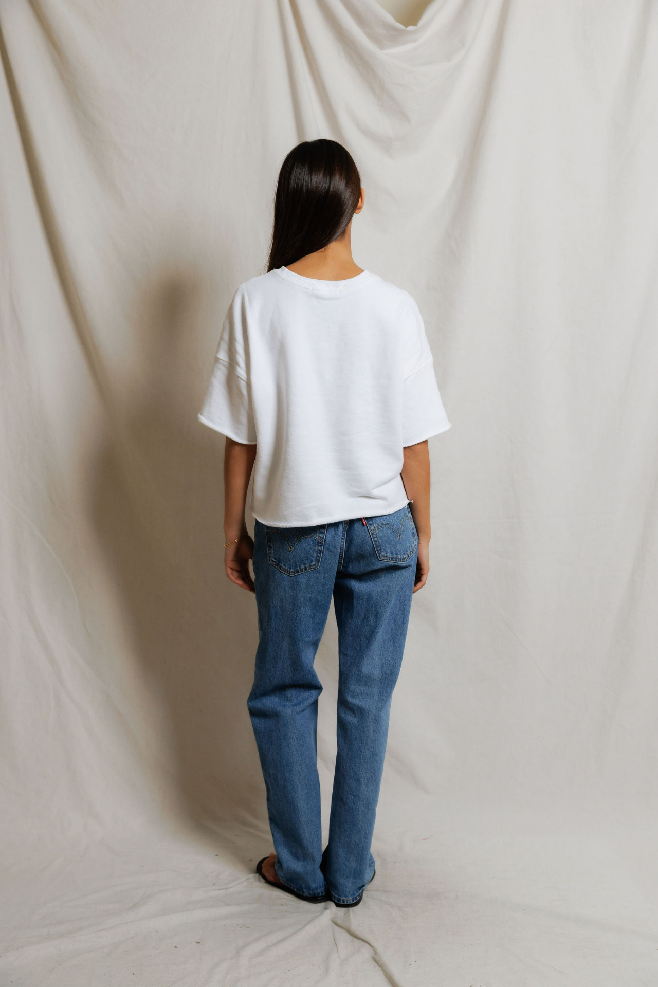 Perfectwhitetee Ezra French Terry Short Sleeve Sweatshirt White