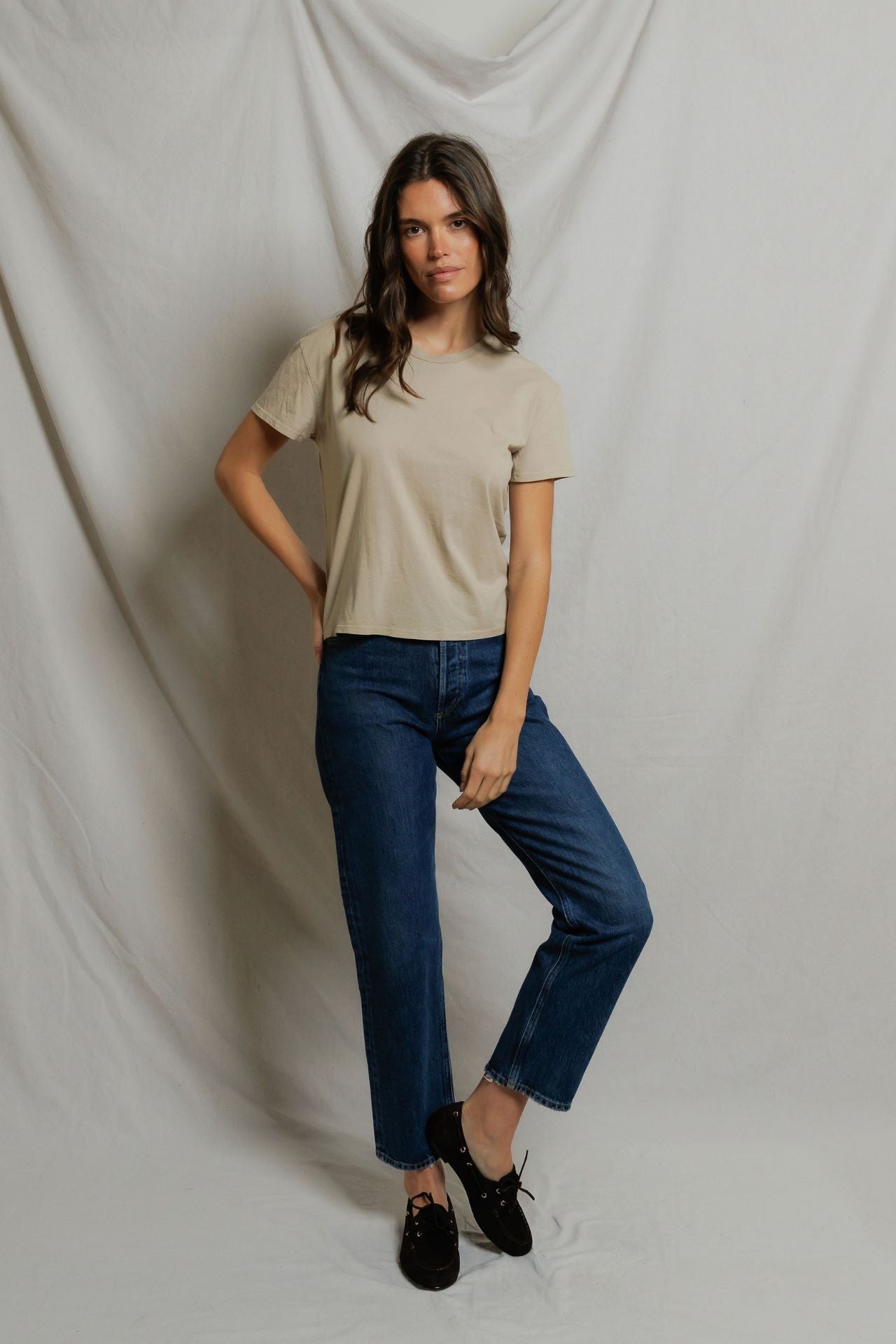 Perfectwhitetee Harley Boxy Crew Tee Driftwood