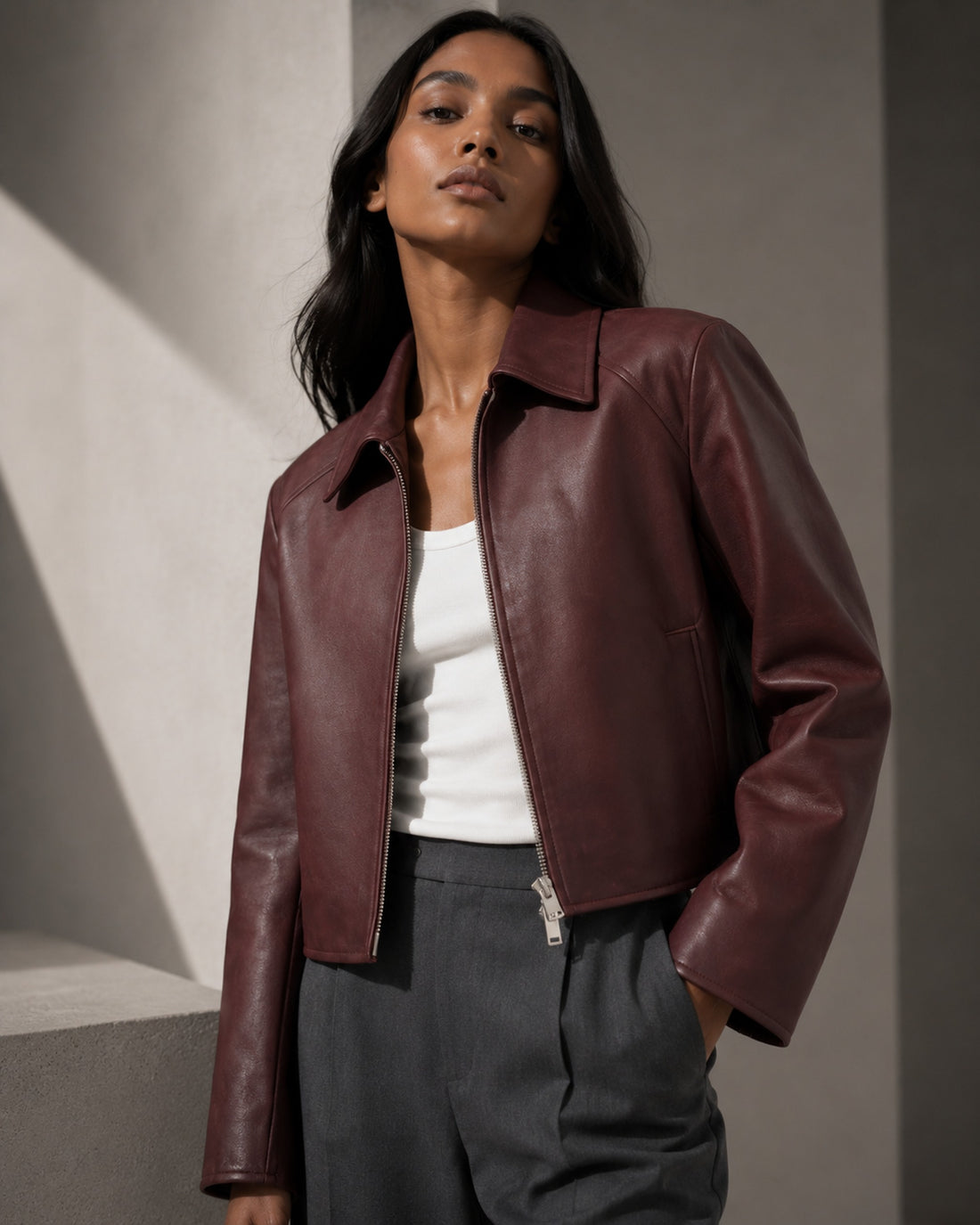 Samsøe Samsøe Sashiva Leather Jacket Fudge