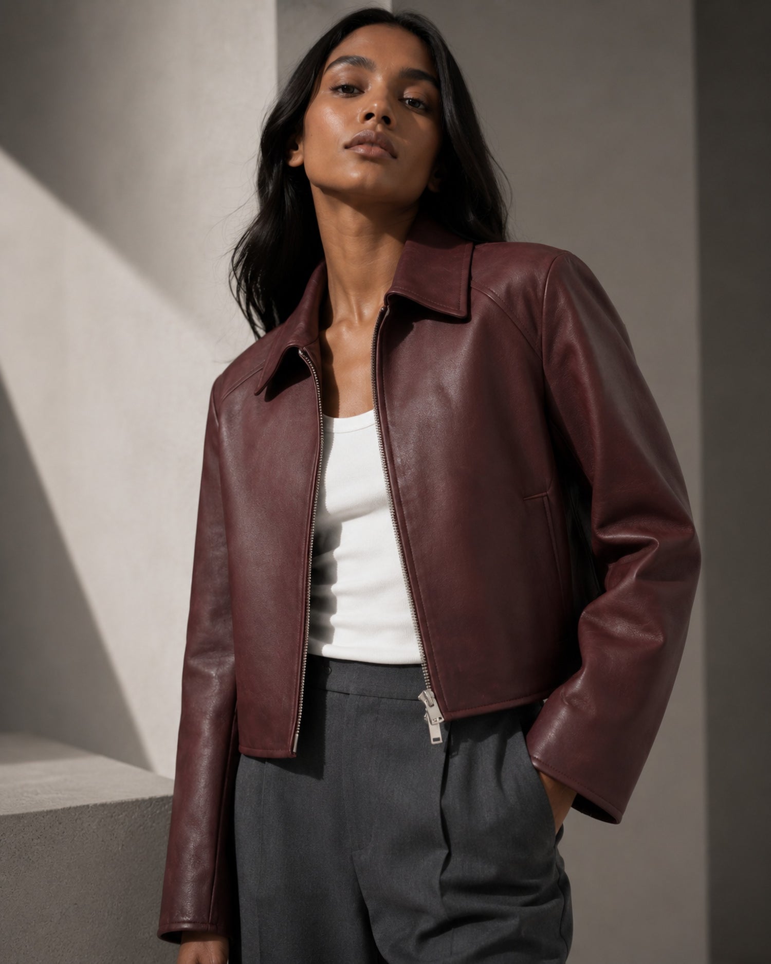 Samsøe Samsøe Sashiva Leather Jacket Fudge
