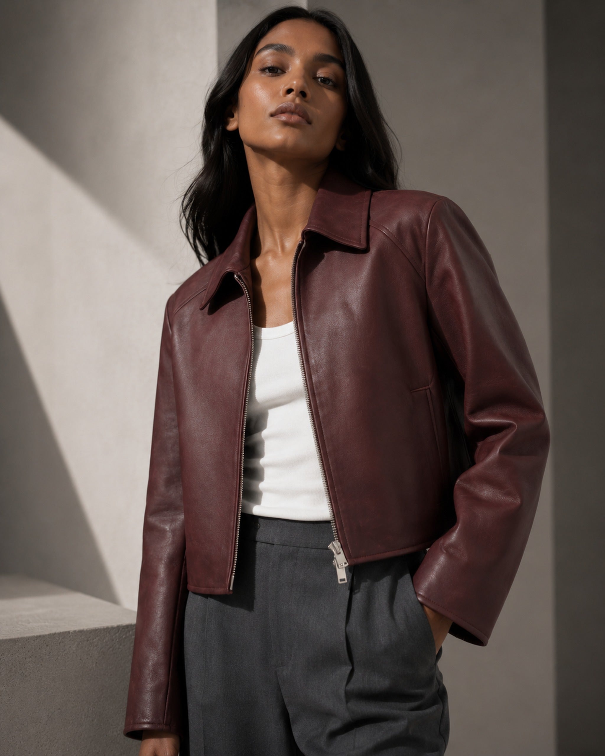Samsøe Samsøe Sashiva Leather Jacket Fudge