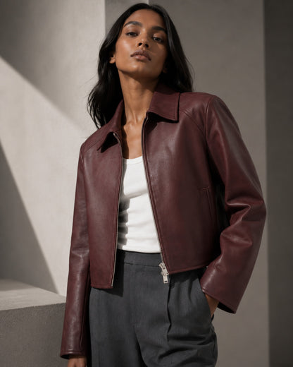 Samsøe Samsøe Sashiva Leather Jacket Fudge