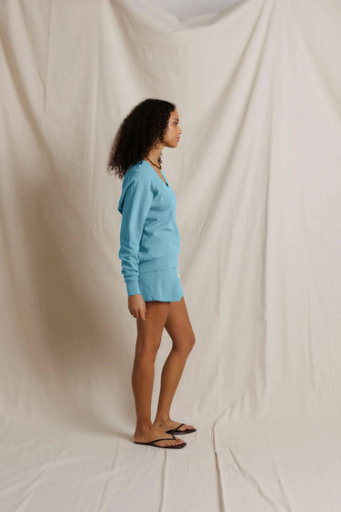 Perfect White Tee Sinead Relaxed French Terry V Neck Sweatshirt Milky Blue