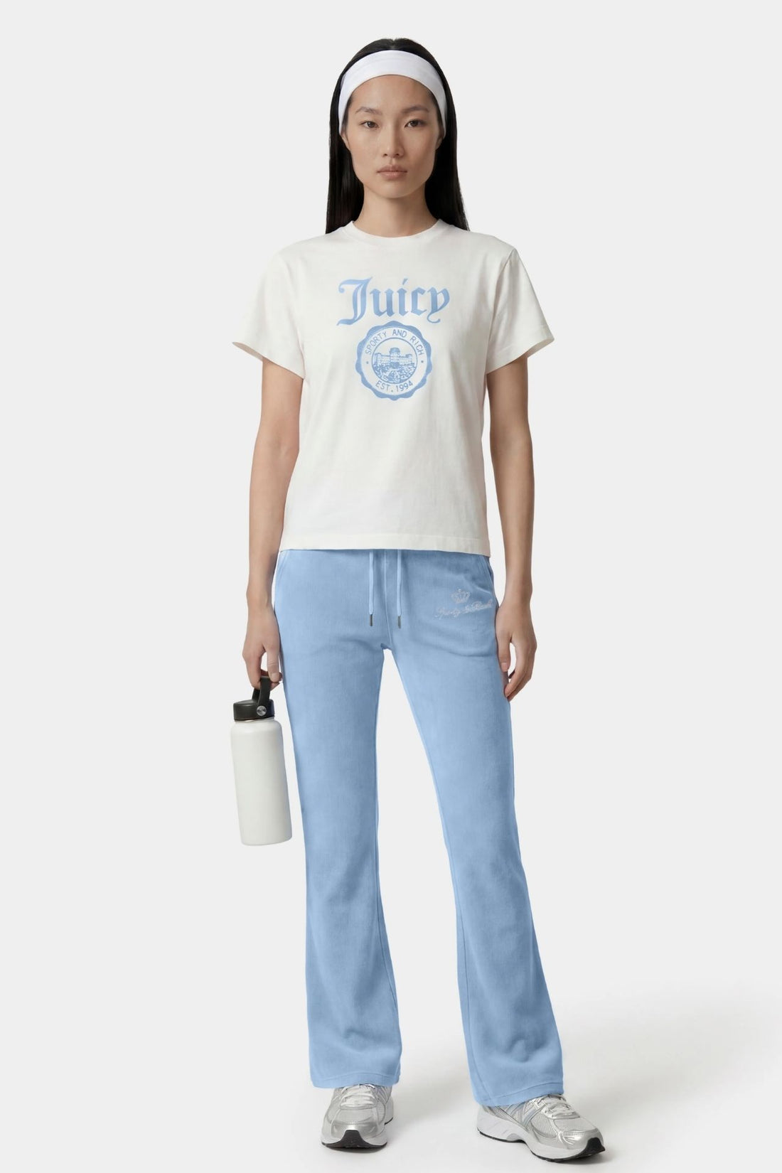 Sporty &amp; Rich Juicy Emblem Essentials T Shirt Sky Blue