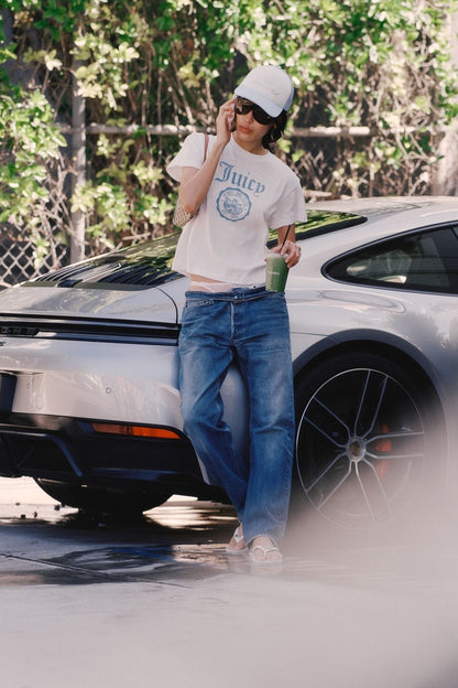 Sporty &amp; Rich Juicy Emblem Essentials T Shirt Sky Blue