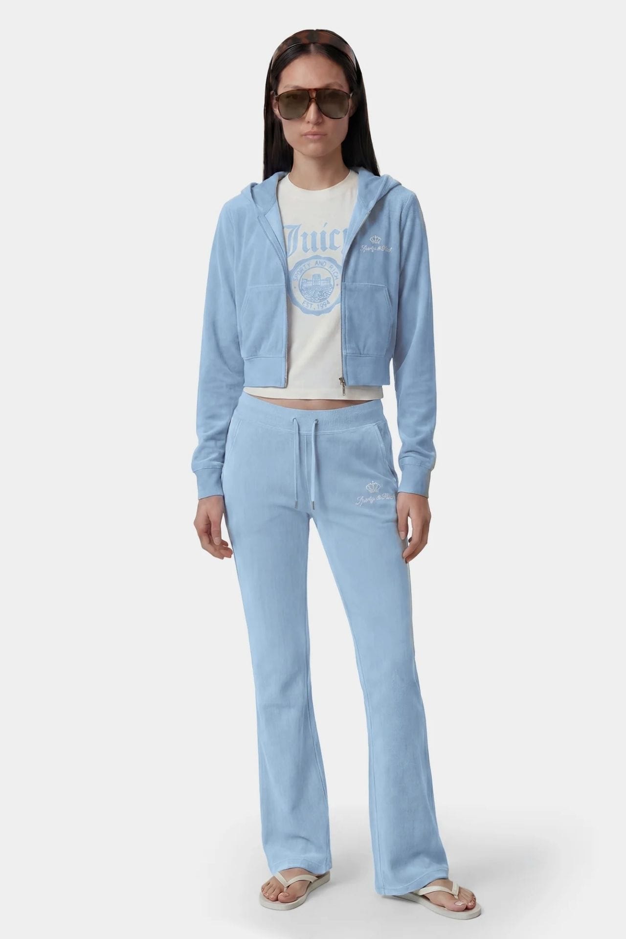 Sporty &amp; Rich Juicy Emblem Essentials T Shirt Sky Blue