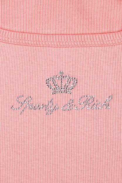 Sporty &amp; Rich Juicy Crown Ribbed Tank T Shirt Rose
