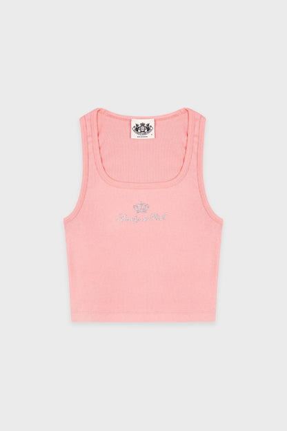 Sporty &amp; Rich Juicy Crown Ribbed Tank T Shirt Rose