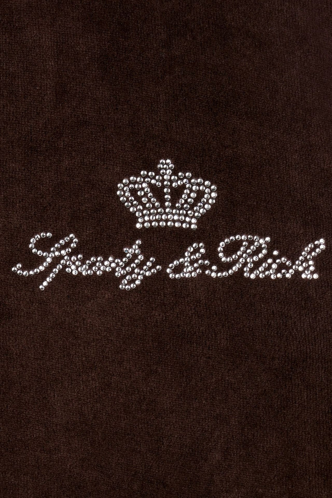 Sporty &amp; Rich Juicy Script Velour Short Chocolate