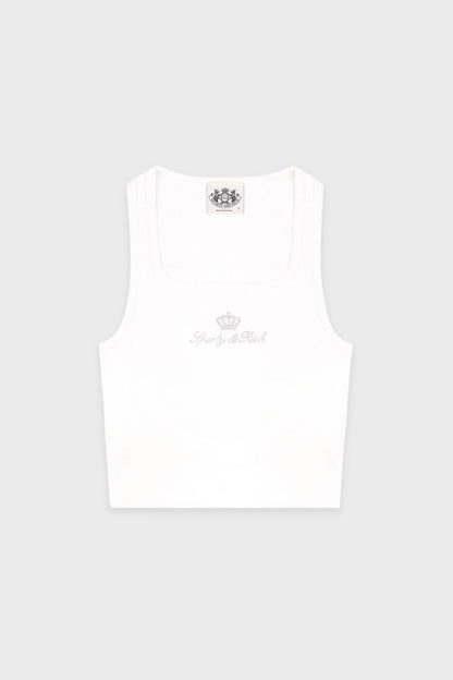 Sporty &amp; Rich Juicy Crown Ribbed Tank T Shirt White
