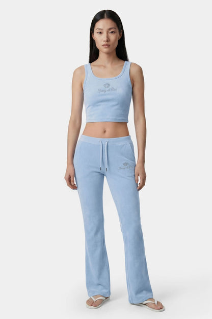 Sporty &amp; Rich Juicy Crown Ribbed Tank T Shirt Sky Blue