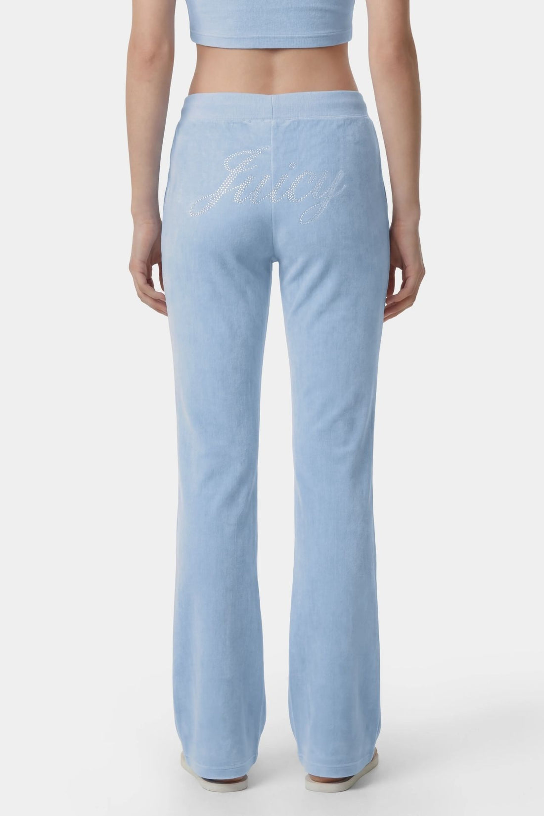 Sporty &amp; Rich Juicy Script Velour Sweatpant Pants Sky Blue