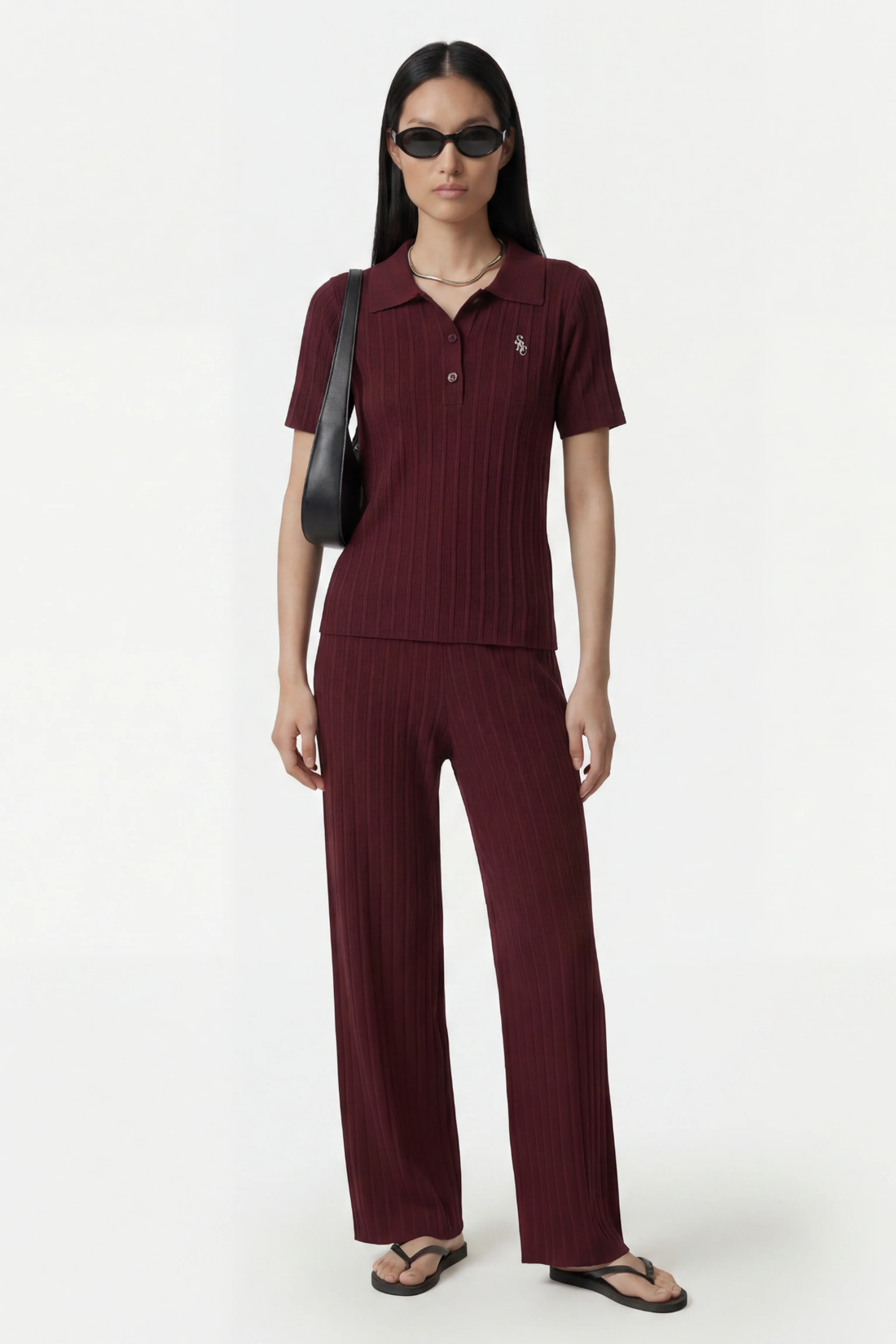 Sporty &amp; Rich SRC Ribbed Trousers Bordeaux