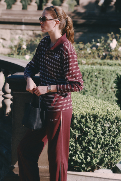 Sporty &amp; Rich Signature Logo Retro Track Pant Bordeaux White