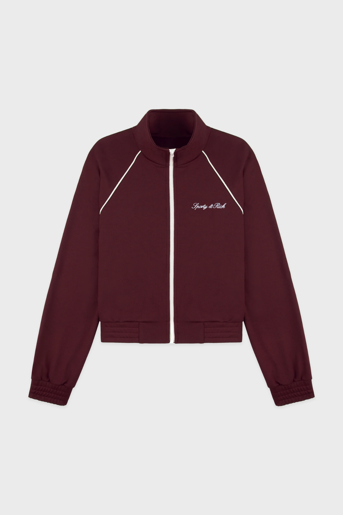 Sporty &amp; Rich Signature Logo Retro Track Jacket Bordeaux White