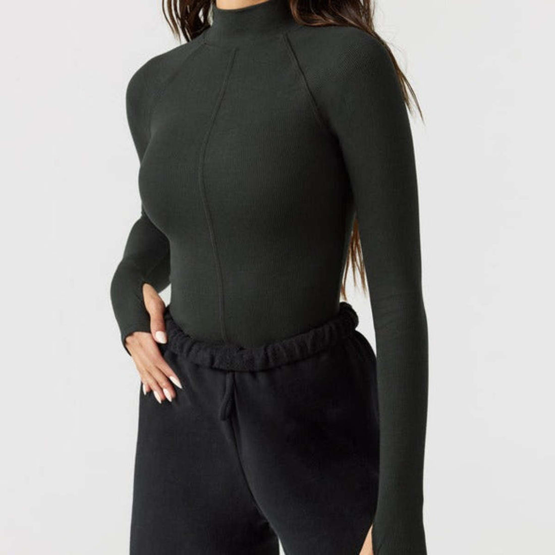 Stitch Mock Neck Smoke