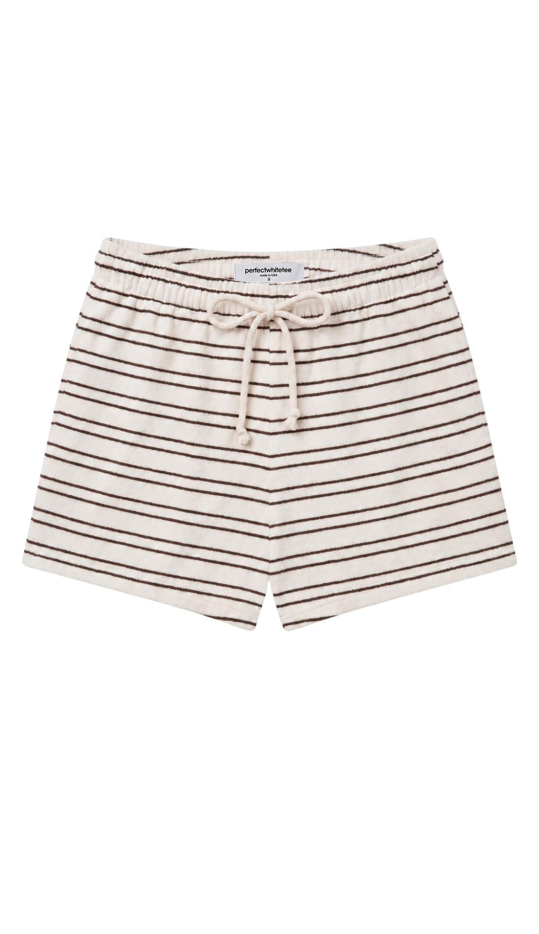 Perfect White Tee Summer Loop Terry Sweat Shorts - Natural/Chocolate Stripe