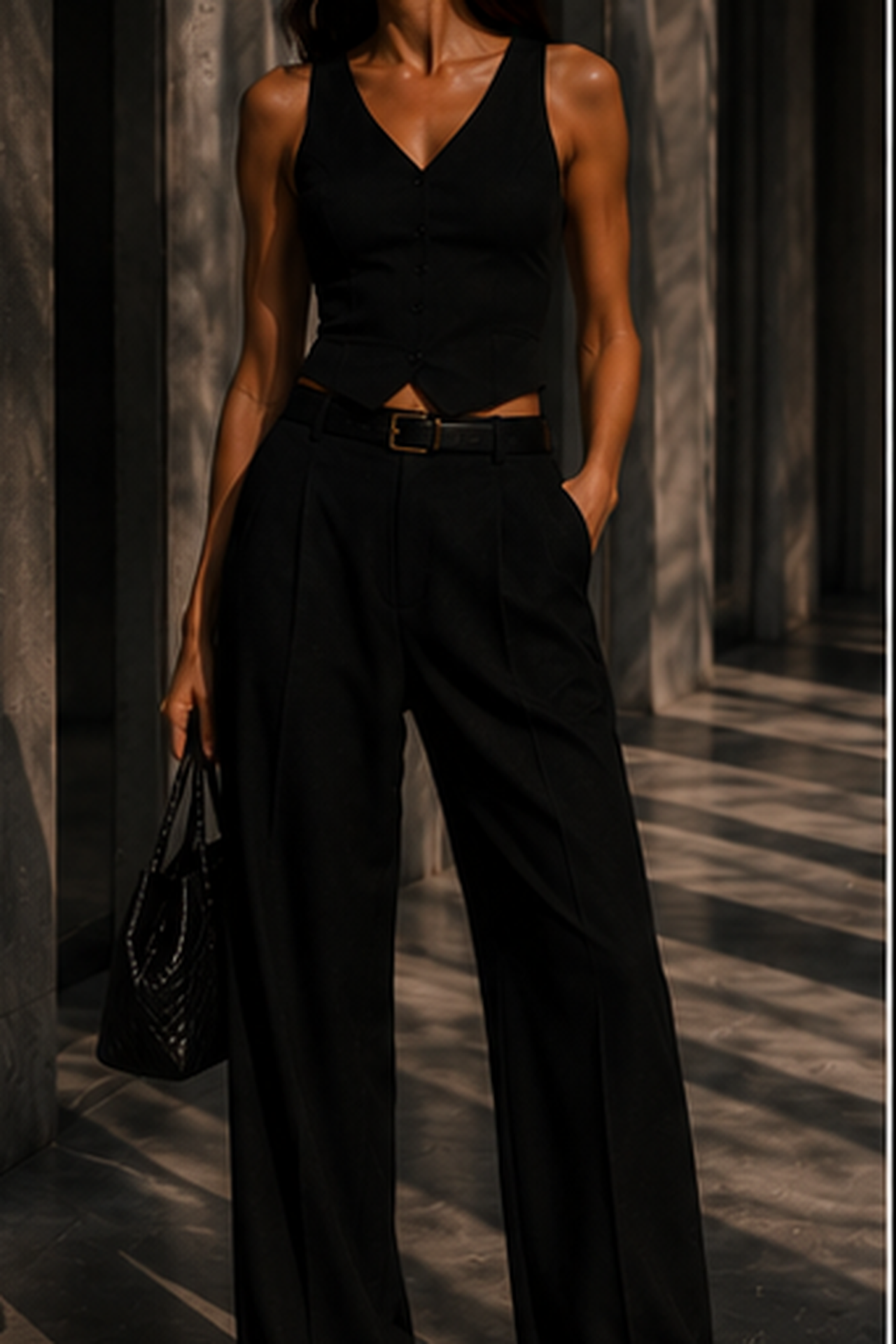 Tailored Straight Suit Pant black