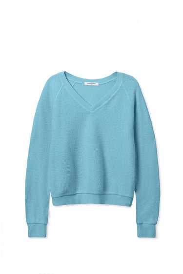 Perfect White Tee Zuri Reverse Fleece V Neck Sweatshirt Milky Blue