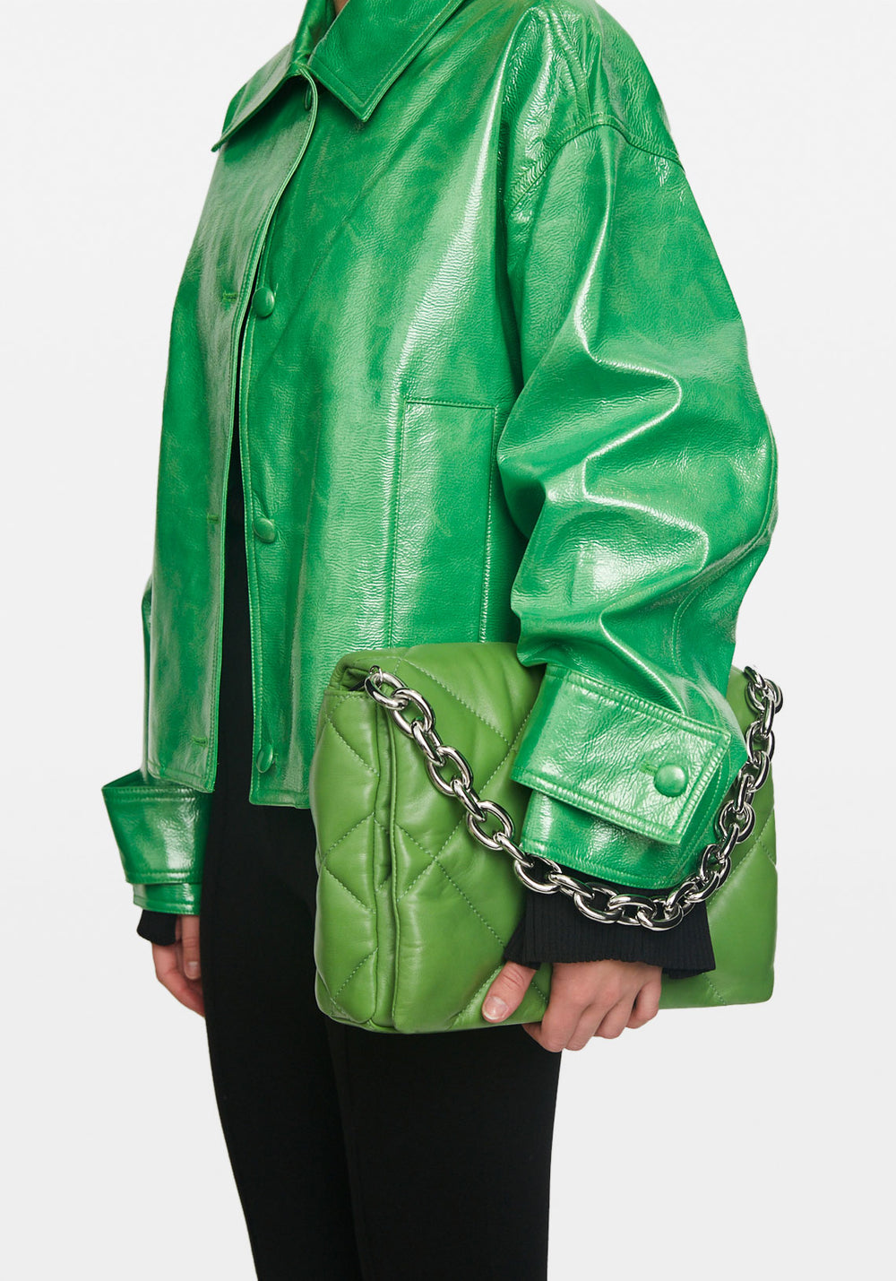 BRYNNIE BAG LUSH GREEN/SILVER CHAIN