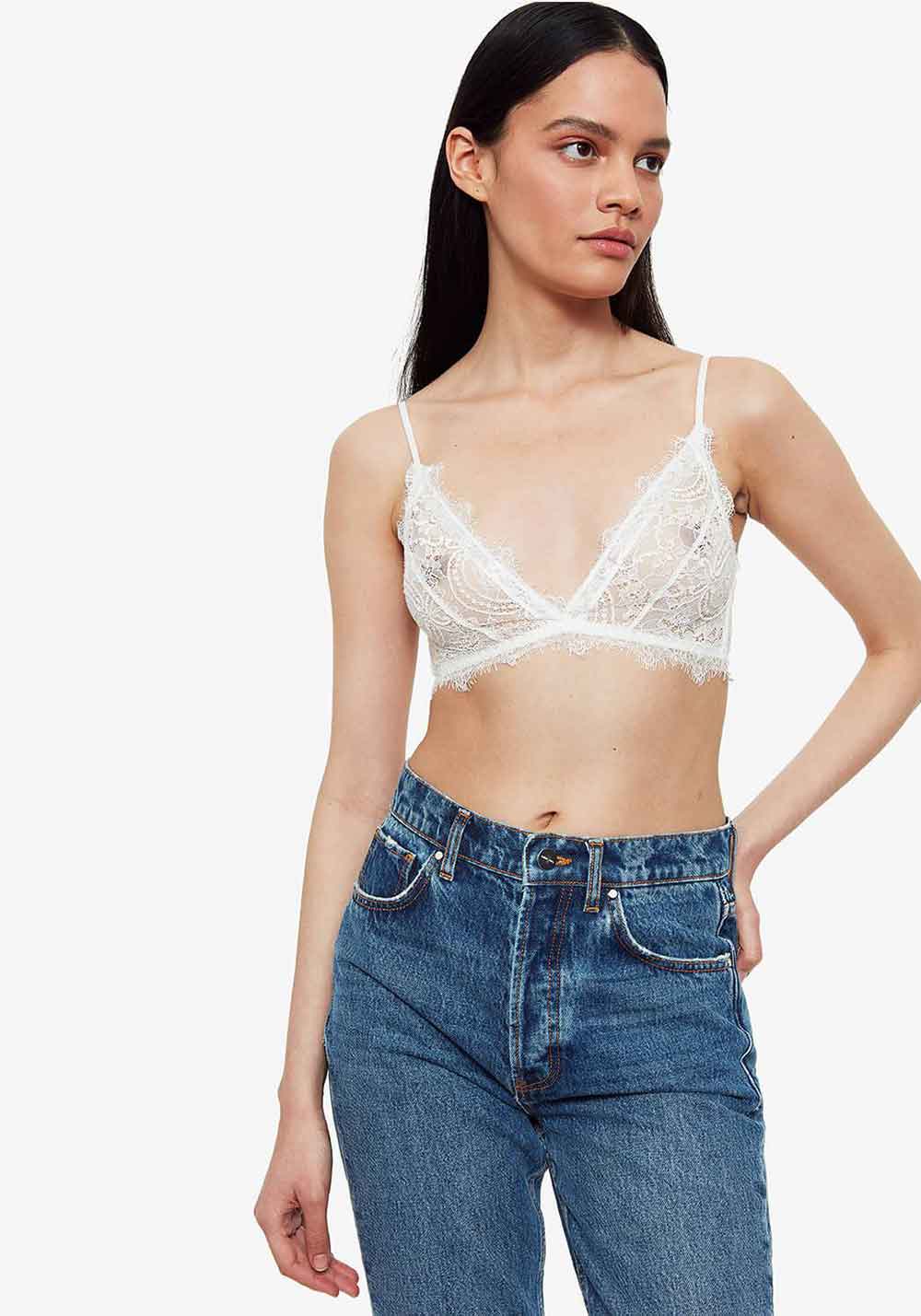 Dominique Soft cup French lace bra bralette in Ivory