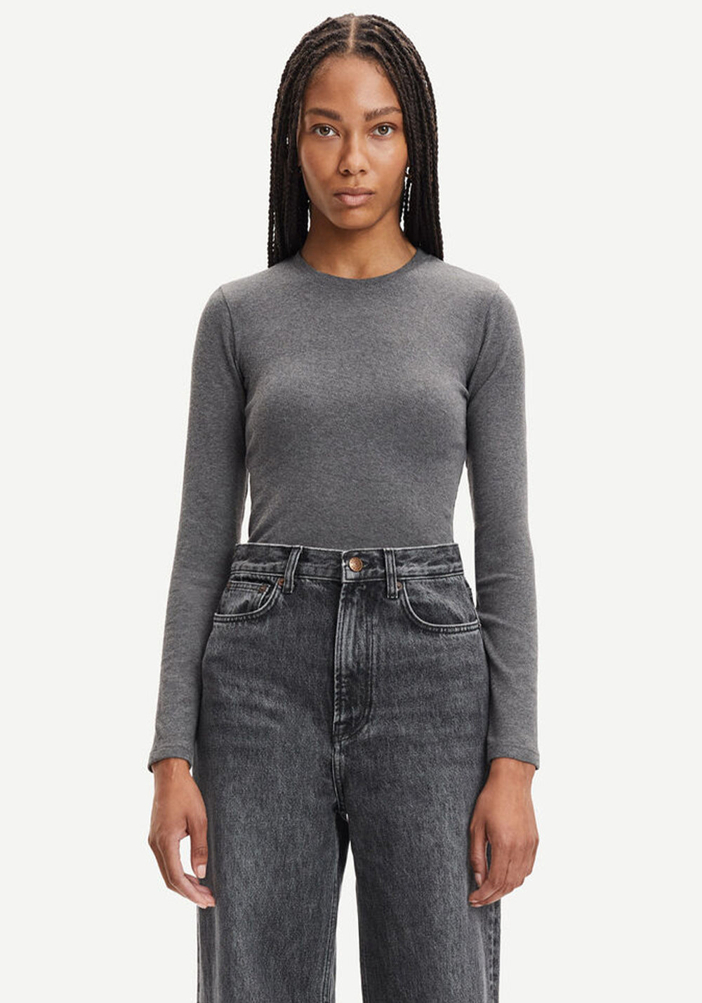 ALEXA LS TOP DARK GREY MEL