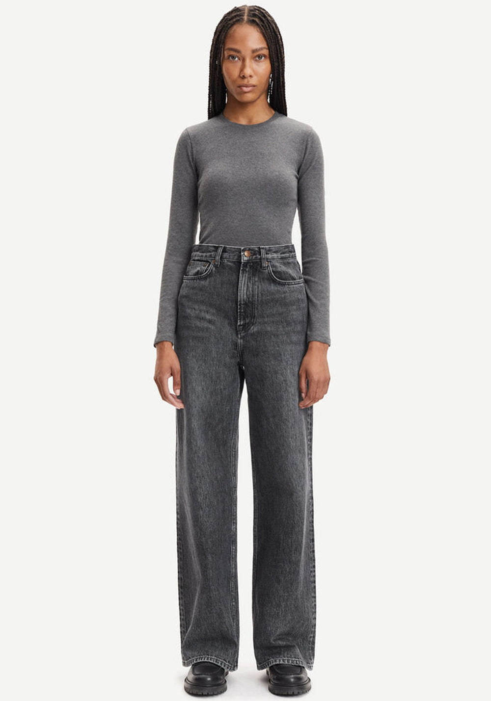 ALEXA LS TOP DARK GREY MEL