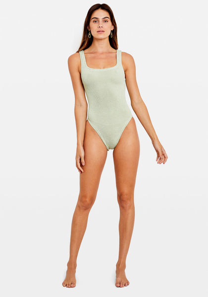 SQUARE NECK SWIM CLASSIC CRINKLE SAGE Hunza G Tuchuzy